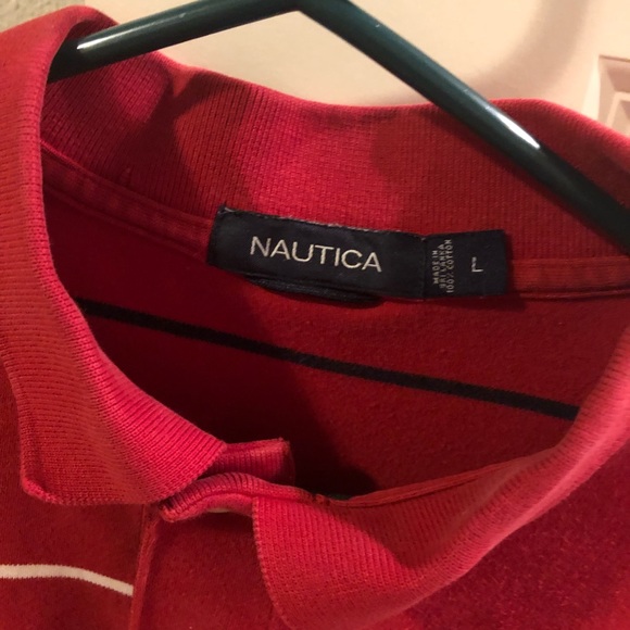 Nautica Red Button Up T-Shirt - Picture 2 of 4